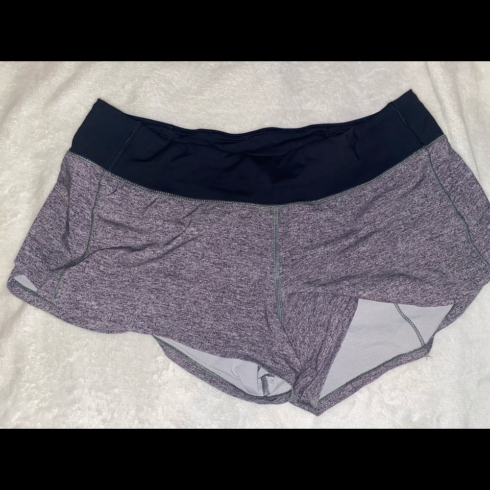 Lululemon heather lux multi black low rise speed up shorts